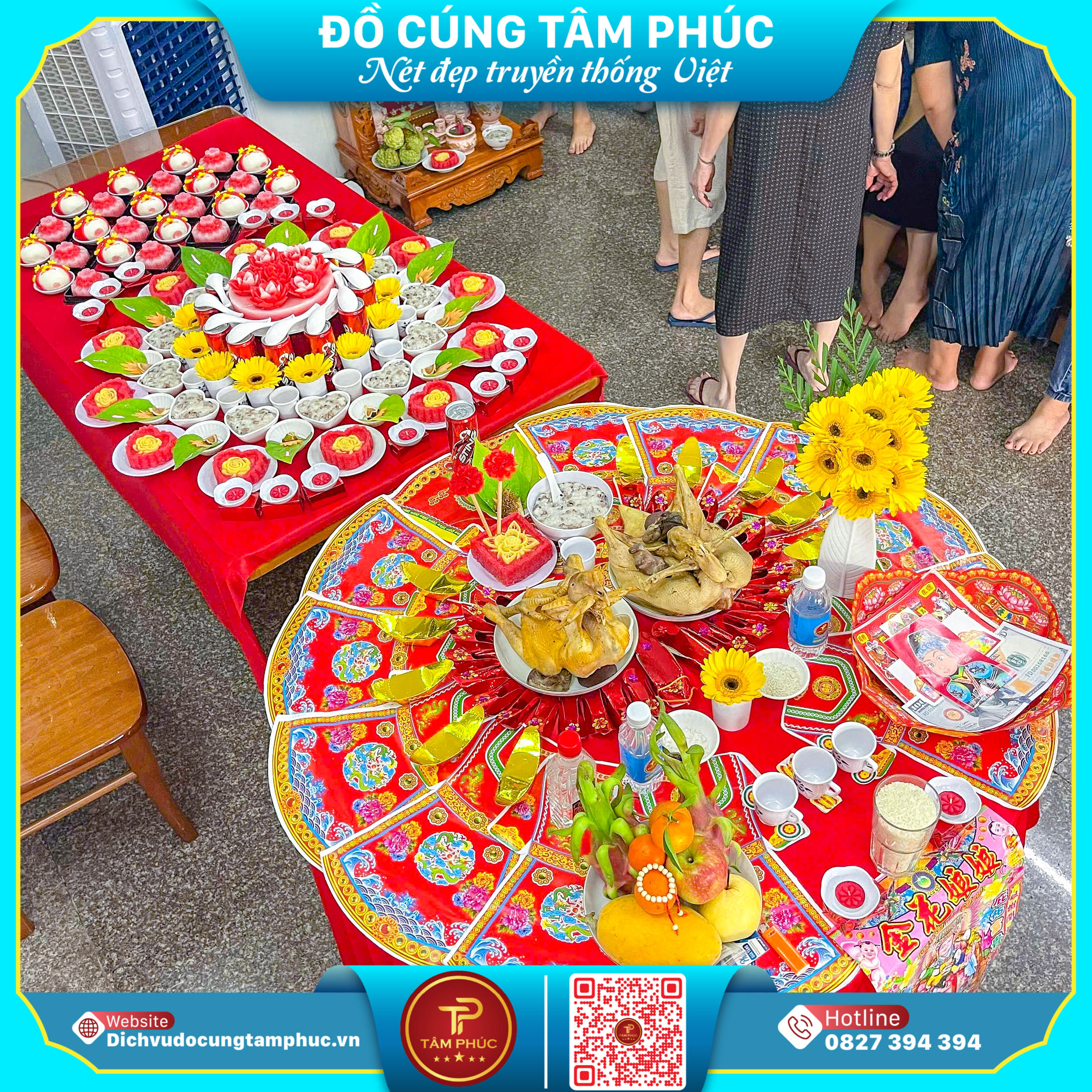 Trên mâm cúng mụ cho bé có thể bày trí cả gà và vịt được không ?